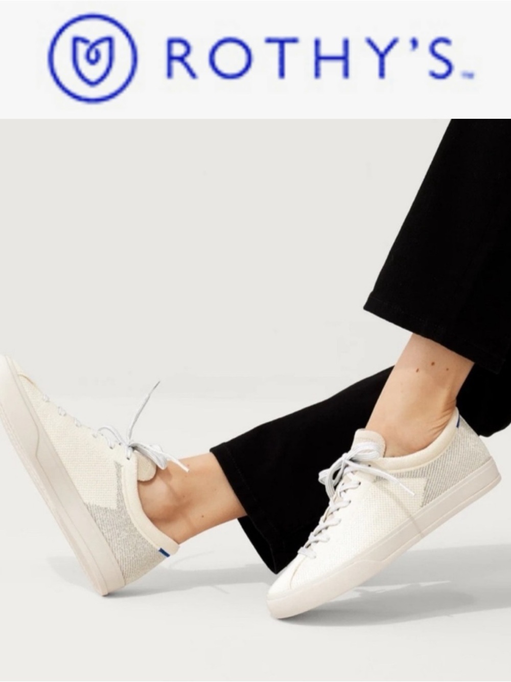 ROTHY’S THE LACE UP SNEAKER DIAMOND TWILL CREAM KNIT SUSTAINABLE SIZE 10